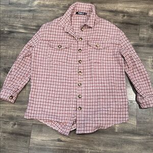 Missguided Pink/Burgundy Plaid Oversized Shacket - US Size 4